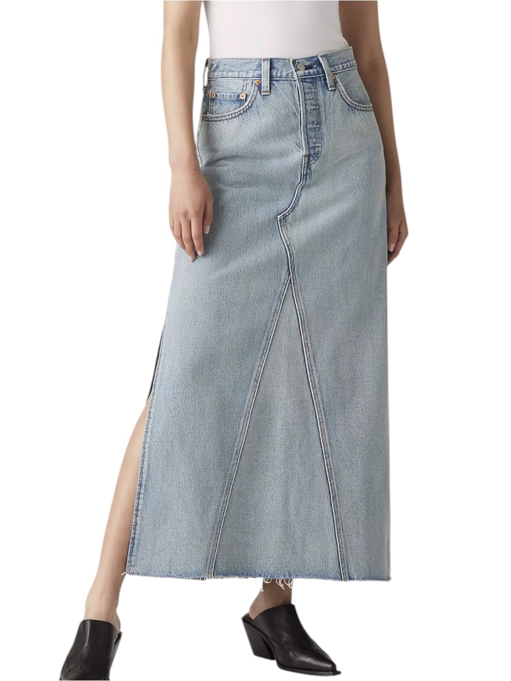 NWT✨ | Levi’s | Icon Mid Rise Light Wash Denim Maxi Skirt with Side Slit